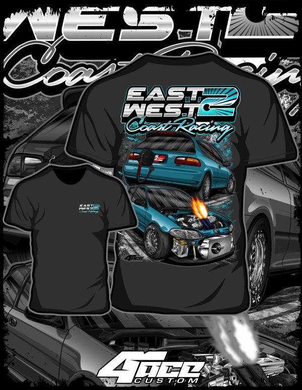 East 2 West Coast Racing AWD hatchback tshirt